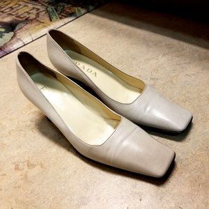 Prada Ivory Summer Pumps 37 Worn Once!